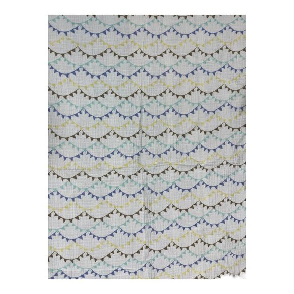 Patina Vie Baby Muslin Blanket Bunting Flags Banners Yellow Brown Blue - Picture 3 of 4